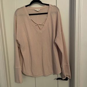 Cream Long Sleeve Waffle Knit